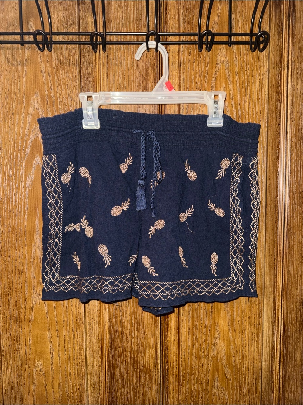 J. Crew Navy High-Waist Embroidered Pineapple Shorts